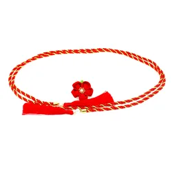 Obi Obijime-faja Kimono de estilo japonés, cinturón de borlas rojas, rosas y blancas, ceremonia Formal clásica, Vintage tradicional