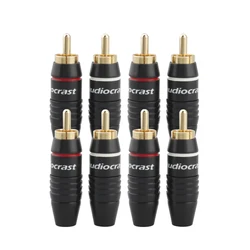 8개 Audiocrast RCA 플러그 오디오 케이블 커넥터 24K 금도금