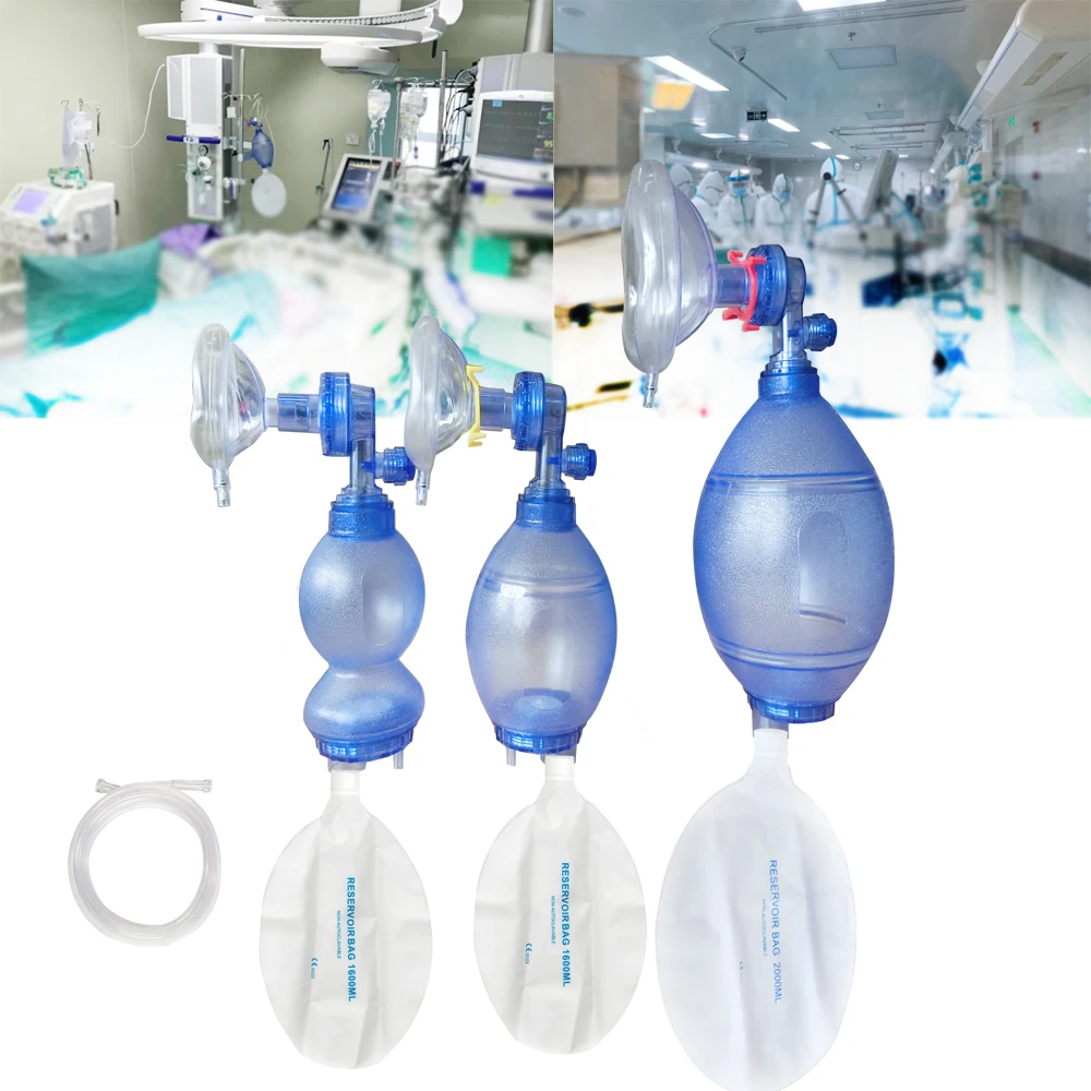 Ambu Manual Latex Free PVC Resuscitator Bag Children Infant With 1600ml Reservoir Oxygen Bags Simple Self-help Rescue Appratatus