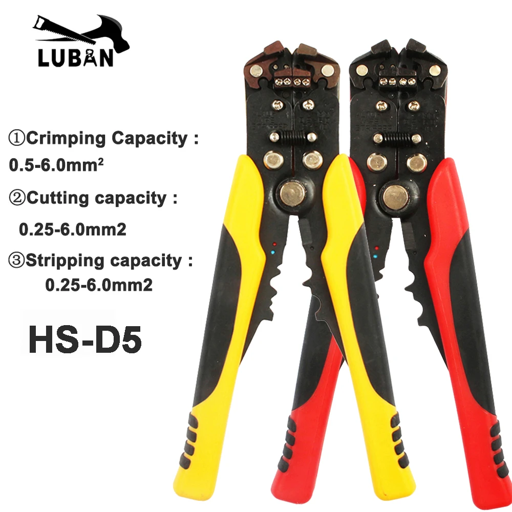 HS-D1 D4 AWG24-10 0.2-6.0mm2 3 in 1 Multifunctional automatic Stripping  pliers Cable wire Crimping Cutting wire cutter stipper