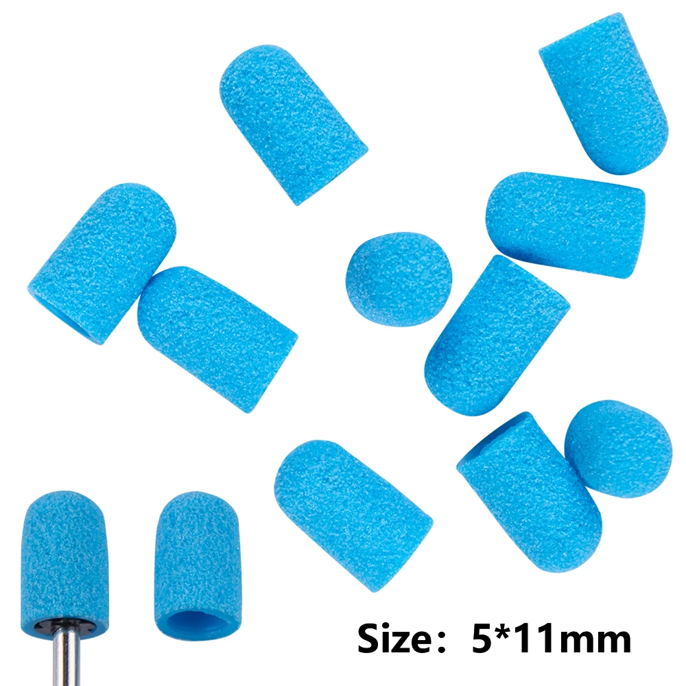 50pcs Nail Sanding Caps With 2Rubber Gel Polish Remover Nail Drill Bit Mill Grinding Sand Cap Pedicure Tool for Manicure Machine