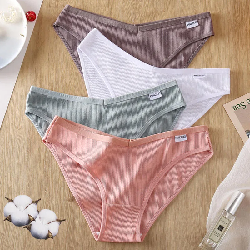 3PCS M-2XL Women Cotton Panties Briefs Female Sexy V Wasit Underwear Ladies Underpants Pantys Girls Plus Size Intimates Lingerie