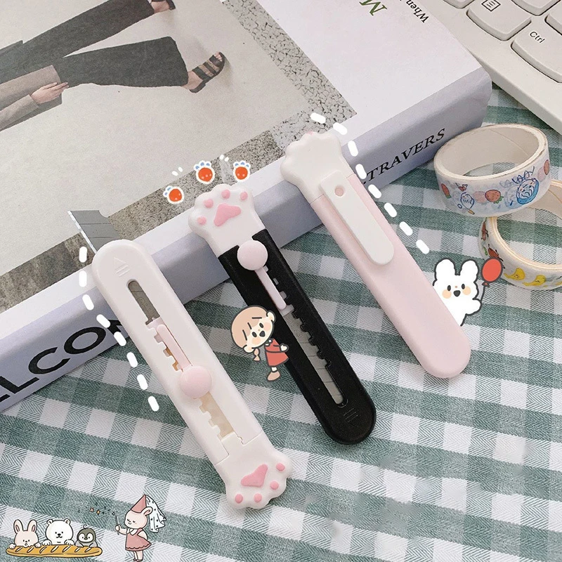 Mini herramientas de adorable garra de gato de papel tapiz para estudiantes de escuela, Mini herramientas de cuchilla para arte de bricolaje,