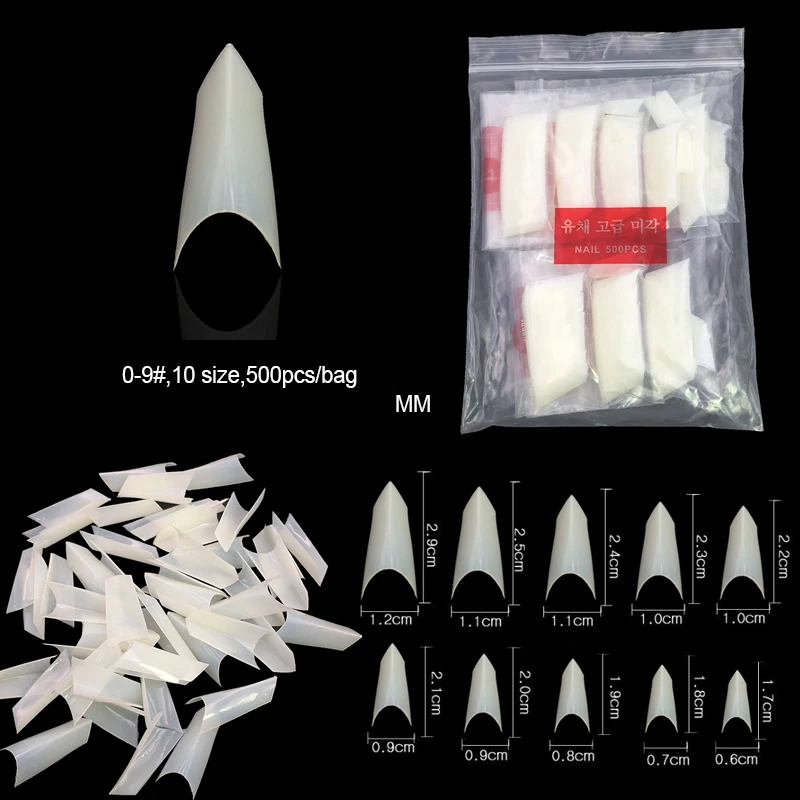 100/500Pcs Short Edge nail tips / Prism Edge French Nail Tips White Decoration Fakes Nail Manicure UV Gel Nail Art Tips