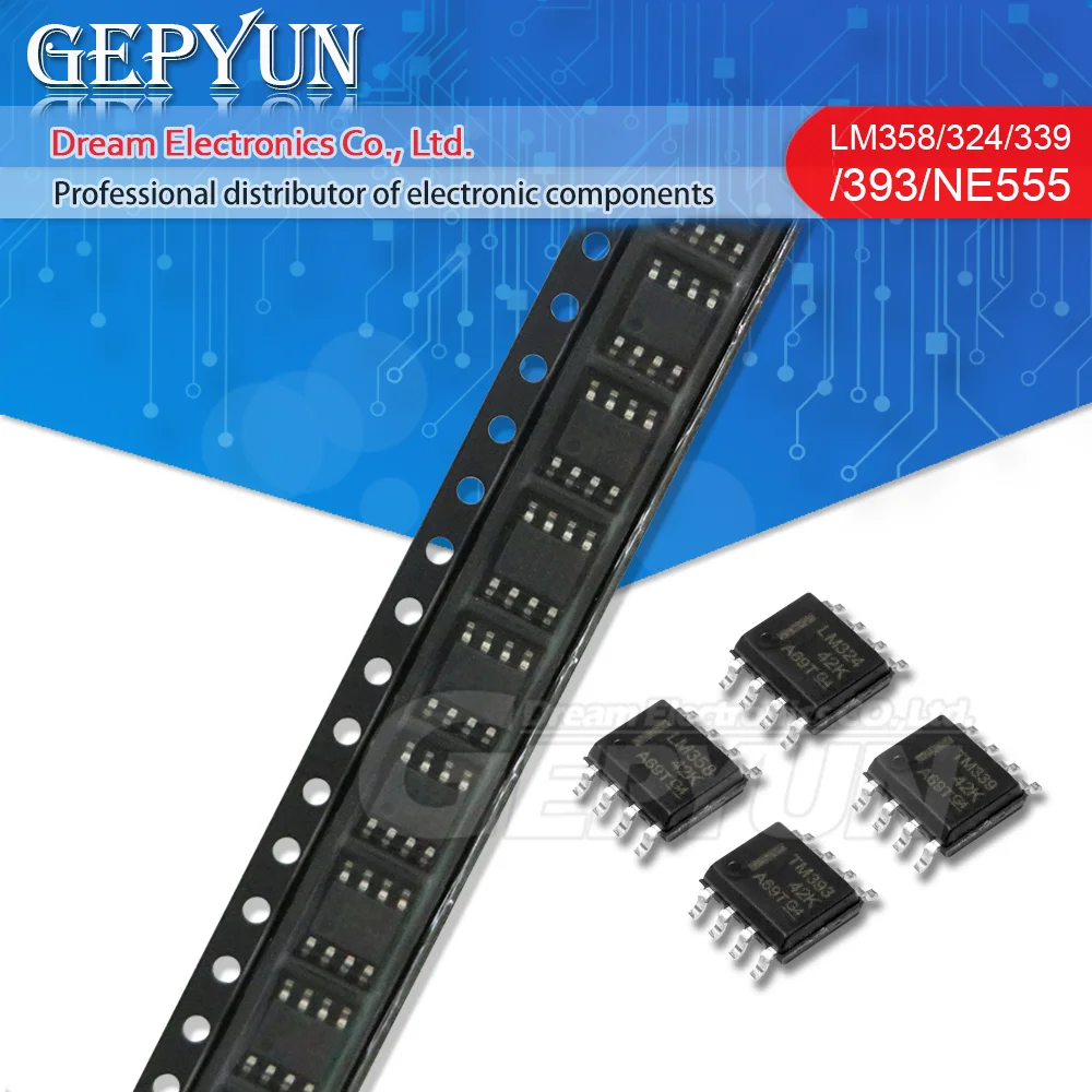 50PCS LM358 LM393 LM339 LM324 NE555 NE5532 SOP SMD LM258 LM2901 LM2902 LM2903 LM2904 LM311 LM386 Amplifier Circuit new