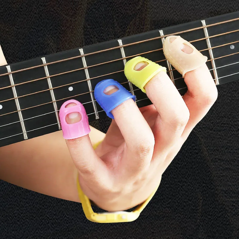 1 pc Guitar String Finger Guard Fingertip Protector Silicone Left Hand Finger Protection Press Guitar Parts Accessories S/M/L