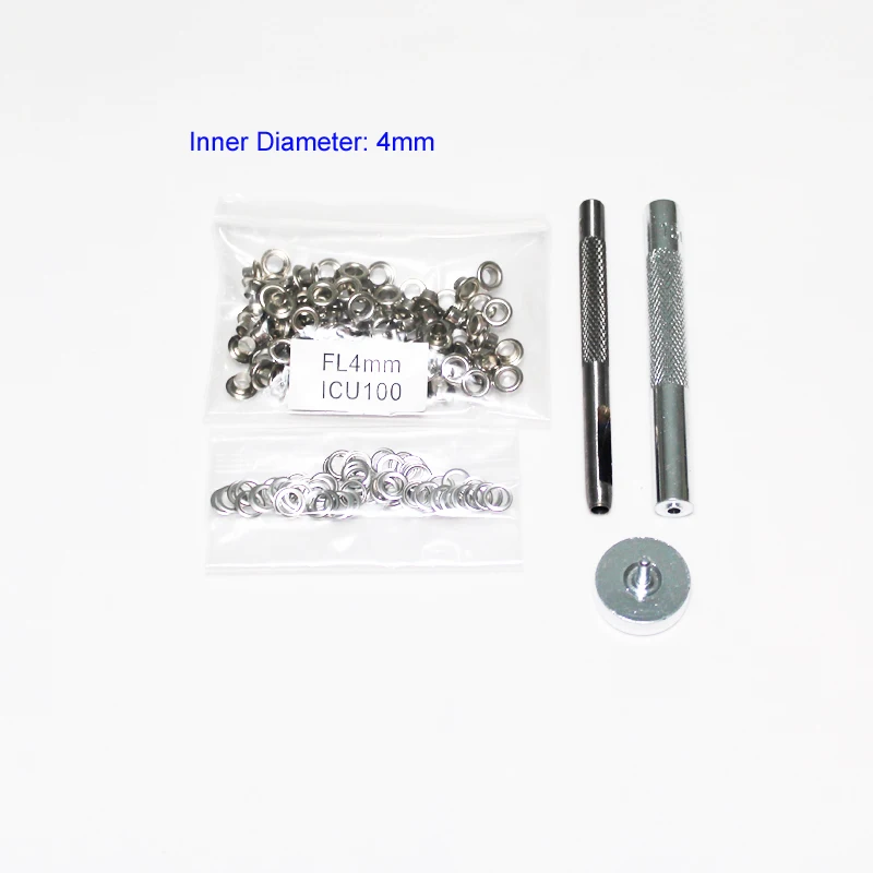 4mm-14mm 100 Set Silver Eyelet and Eyelet Punch Die Tool Set Metal Button for DIY Leather Craft Clothing Shoes Belt Bag Grommet