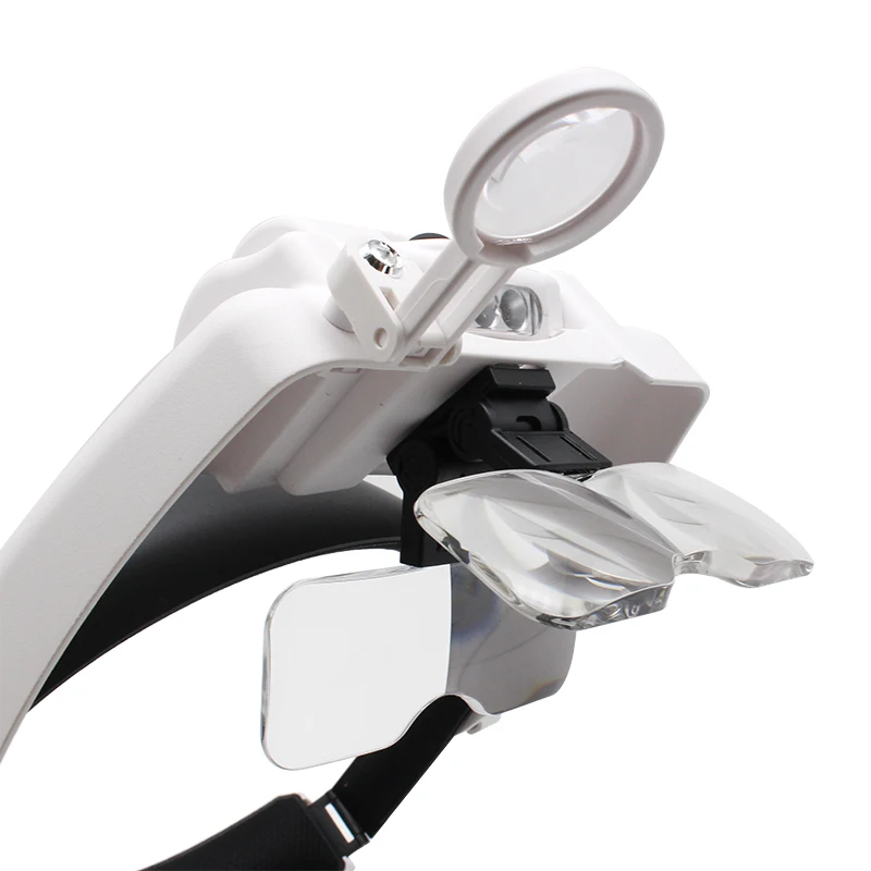 Headband Illuminated Magnifier Rechargeable Repair Solder Magnifying Glasses Interchangeable Lens Third Hand Loupe for Soldering