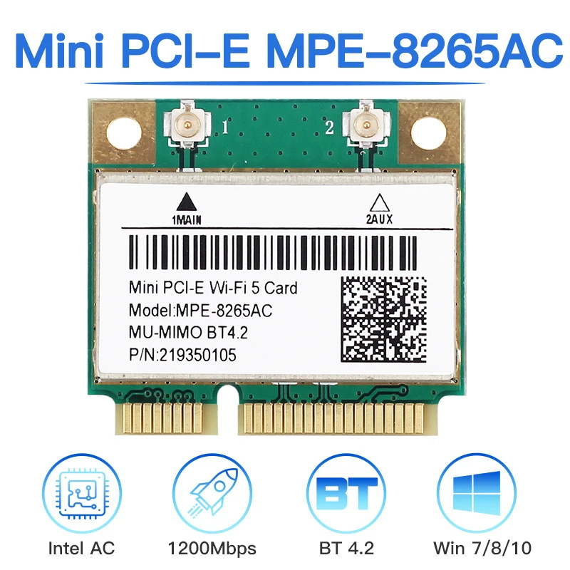 Carte MINI PCI-E wi-fi 802.11AC, 2.4/5Ghz, 4.2 mb/s, double bande, sans fil, compatible Bluetooth 1200, Windows 7/MC-AC7265, pour ordinateur portable