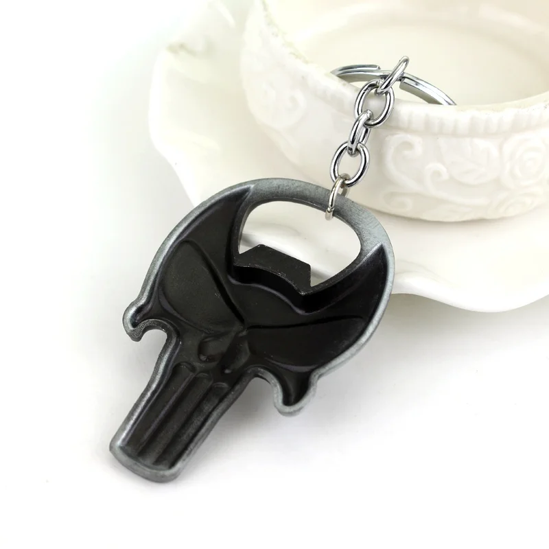 Punisher Skull Key Chain Punisher Skeleton Keyring Men Keychains Terminator Skull Head logo Keychains Men\'s motorcycle key Jewel