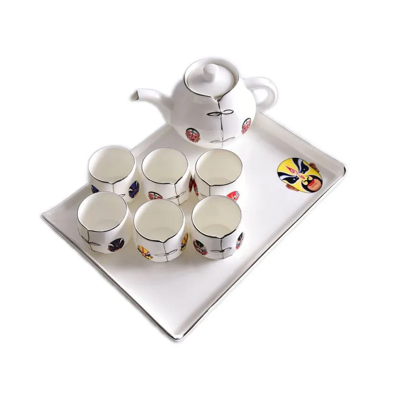 Guci wedding tea strainer cute caneca bela e a fera Tangshan bone china tea set teapot ceramic Tang suit