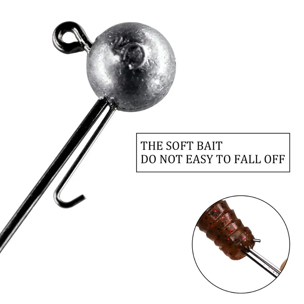 THKFISH 5pcs Jig head Hook 5g 7g 10g 14g Round Ball Jigs Head Fishing Hooks Weedless Long Shank Barbed Hook For Soft Worm image 4