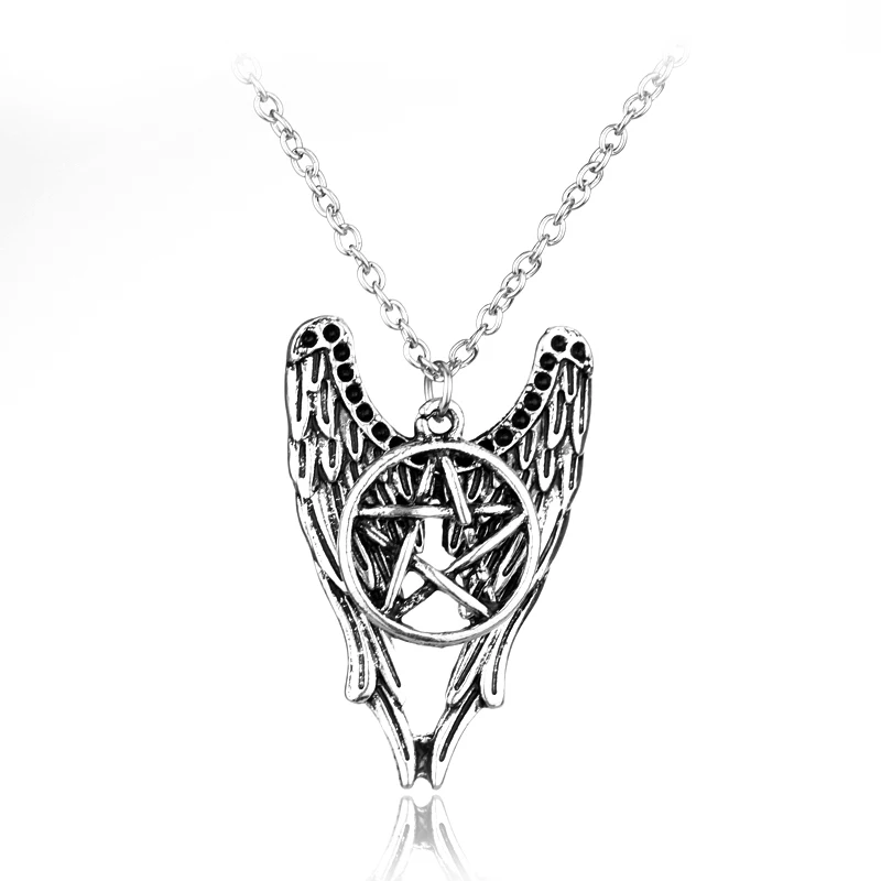 TV Series Supernatural License Plate KANSAS KAZ 2Y5 Necklaces Dean Sam Winchester Pentacle Pentagram Amulet Pendant Necklace