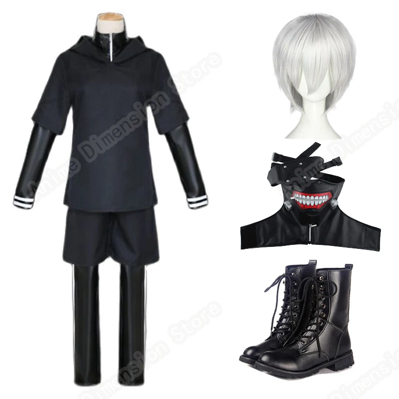 Tokyo Ghoul Kaneki Ken Cosplay Costume Adult Men Boys Black Jumpsuit Battle Uniform Halloween Carnival Costumes