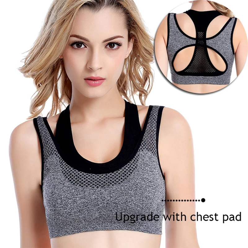 Shockproof Hollow Breathable Sports Bra Seamless Push Up Fitness Yoga Bra Quick Dry Padded Fitness Running Yoga Sport Tops