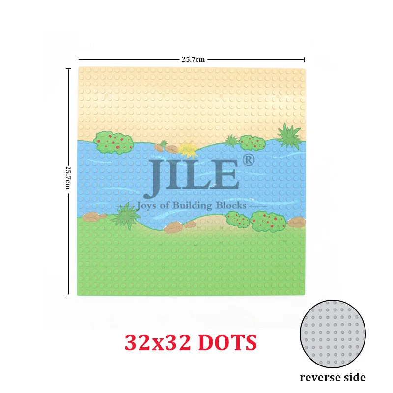 MOC Plate 32x32 Dots Baseplate Sea Ocean Stream Rever Forest Jungle Building Bricks Blocks Assemble Construction Kid Toys