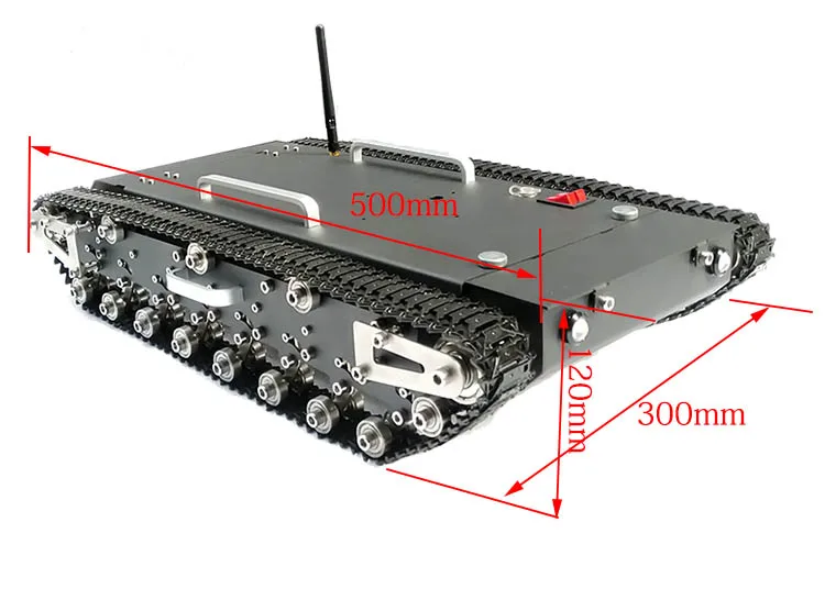 Arduino-chasis de tanque de orugas de absorción de choque todoterreno, carga grande de 30kg, Robot de coche con Motor de CC, tiro, bricolaje