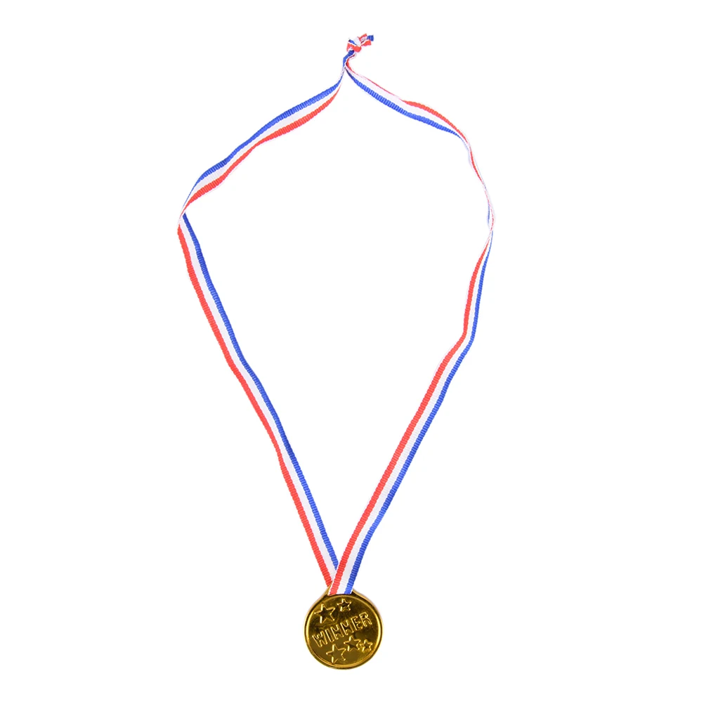 New 12pcs Kids Game Sports Prize Awards Toys Plastic Children Gold Winners Medals Party Favor