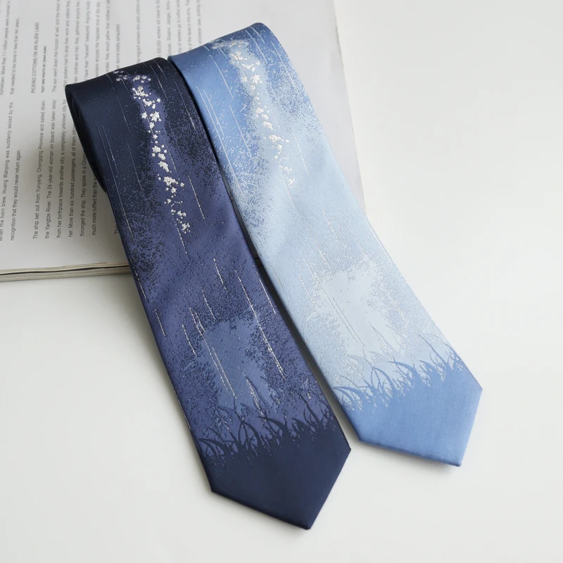 Free Shipping New Male men's Original design female students necktie [Future can be expected] Hot silver blue 7CM