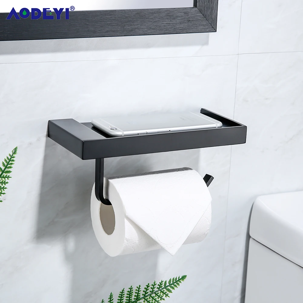 

Black Toilet Paper Holder Bathroom Shelf Accessories Wall Mounted Towel Toilet Roll Holders Bath Shower Storage Basket