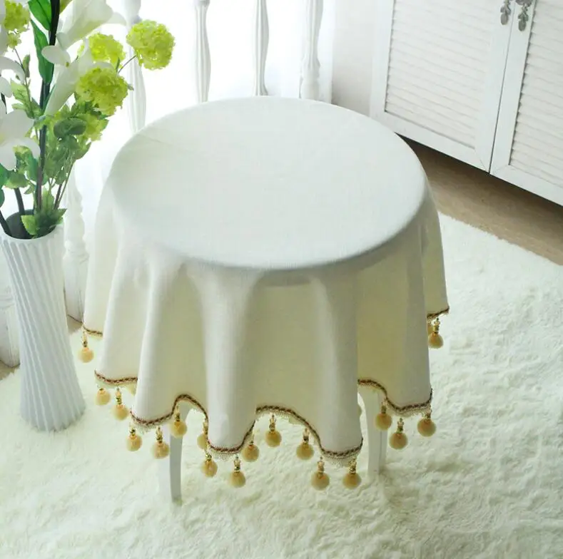 Nordic Table Cloth Wedding Party Round Table Cover Cotton Linen Tassel Tablecloth Tea Coffee Tablecloths Home Kitchen Decor