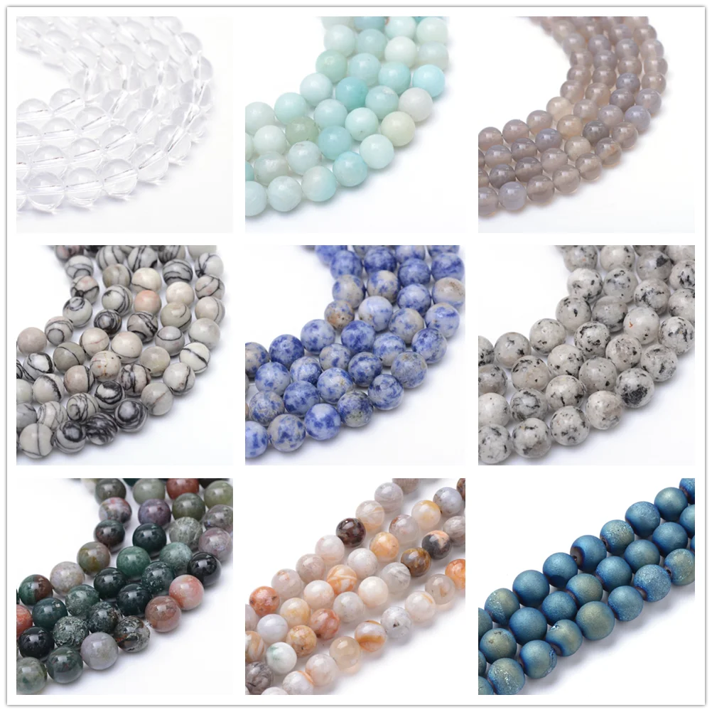 10 Strand 4mm 6mm Natural Dyed Sesame Jasper Round Bead Strands For Jewelry making DIY Bracelet Necklace Accessories