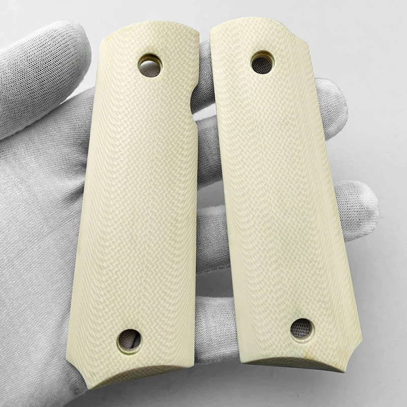 2Pieces NEW 1911 Grips White resin Handle Grips Patch CNC Carving Custom Grips Handle Grips