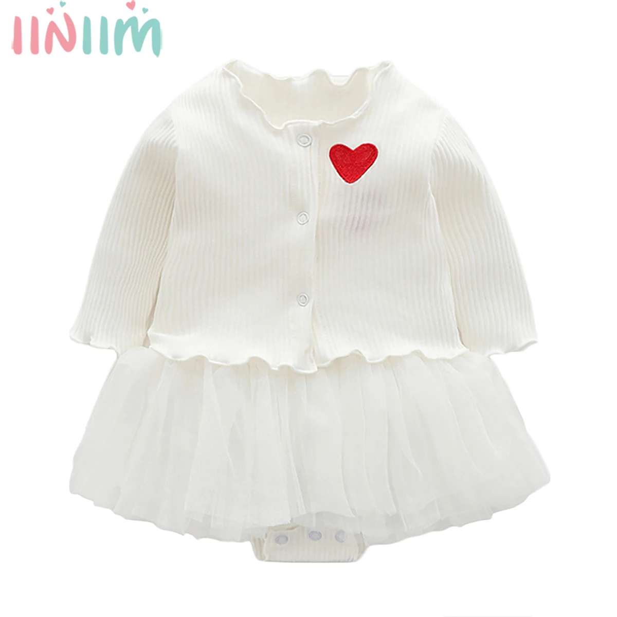 

Baby Girl Clothes Set Wedding Boleros Cardigan Jacket Dress Cover Up+Love Print Mesh Tutu Romper Dress Girl Clothes Outfit 0-12M