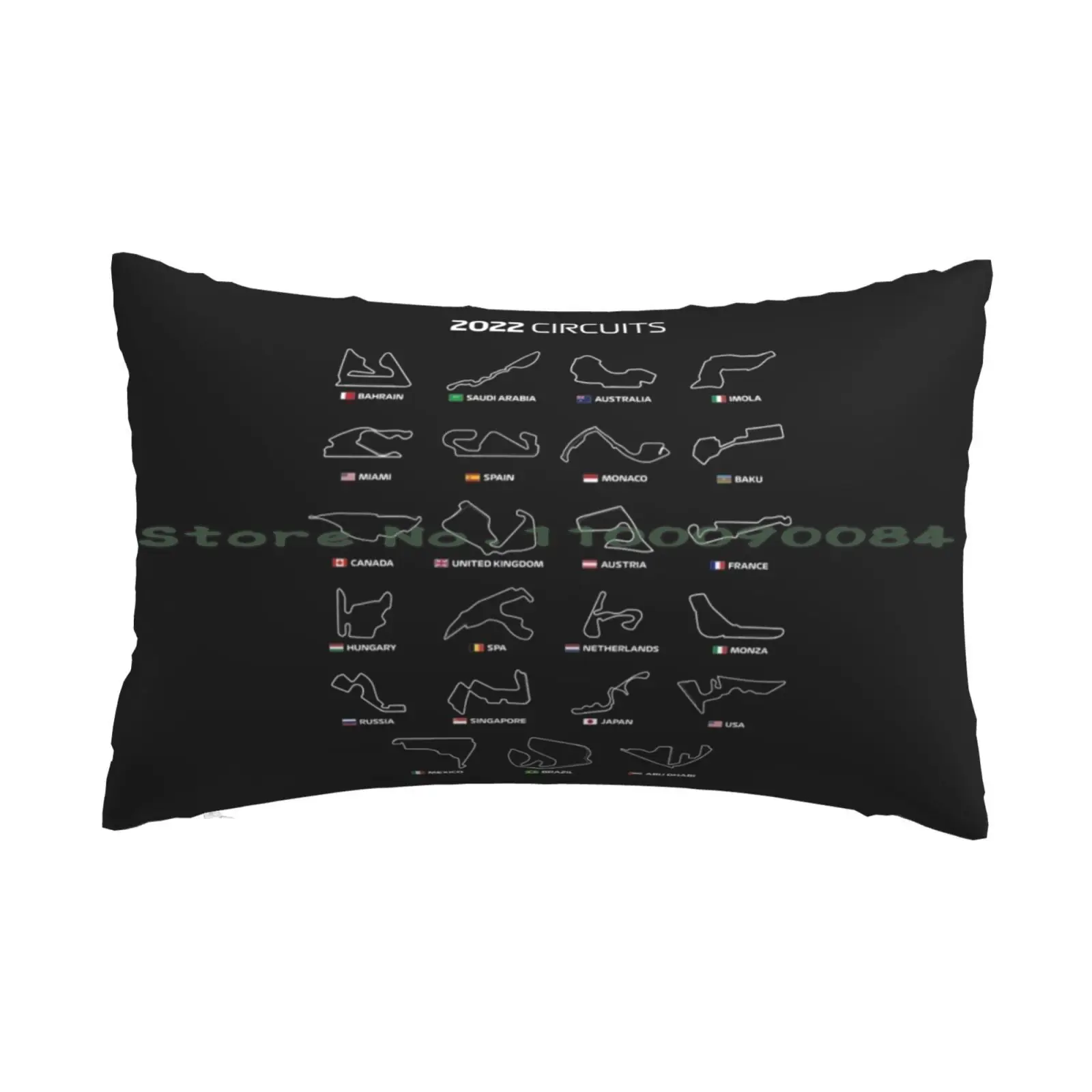 2022 Season Circuits-Race Tracks ( Black Bg ) Pillow Case 20x30 50*75 Sofa Bedroom Isca Neopets Aisha Fanart Long Rectangle