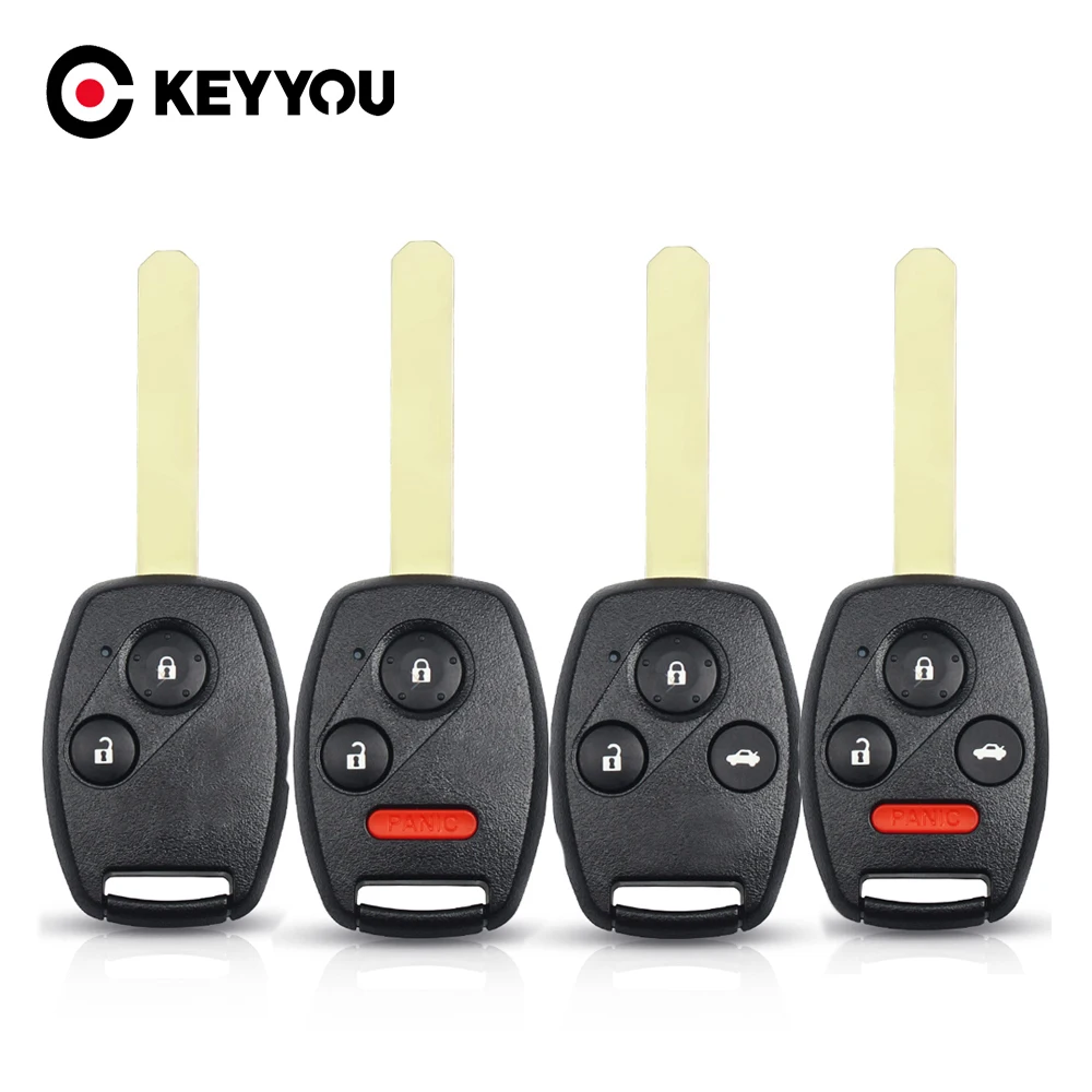 KEYYOU 2/3/4 Buttons Uncut Blade Remote Car Key Shell For Honda Fit Accord Civic CRV Pilot Insight Jazz HRV Fob Case Cover