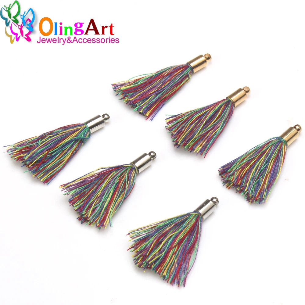 Olingart Colorful Silky tassel Charms /cotton tassels/mini tassel/jewelry making DIY Pendant Drop earrings Necklace Bracelet