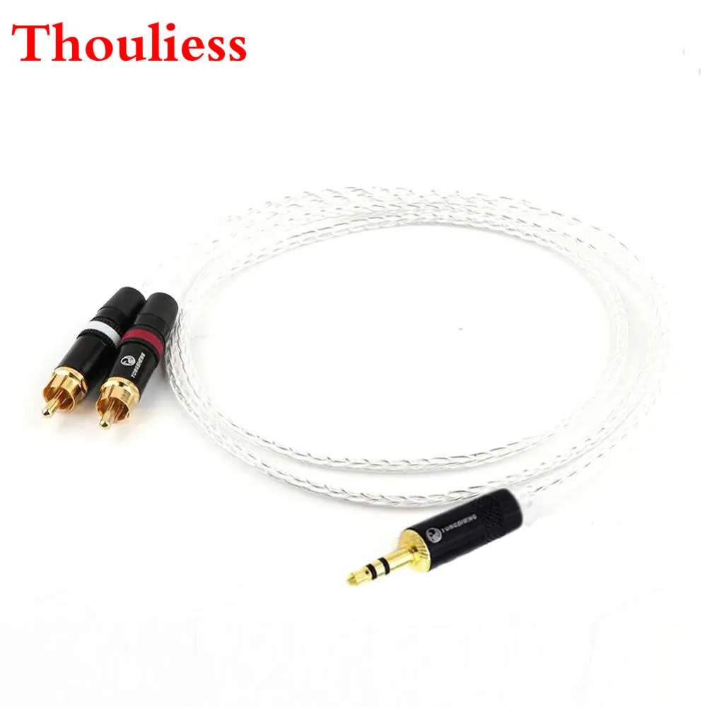 7n-OCC Silver Plated 3.5mm Stereo Mlale to Dual 2x RCA Male Audio Adapter Cable 2.5/4.4/XLR Balanced to 2x RCA Cable
