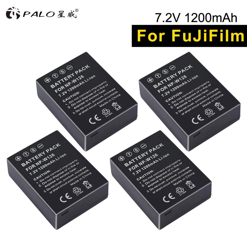 

PALO 4pcs digital batteries NP-W126 camera battery for FUJL X-E3/2/1 Pro1/2 X-E2S/100F/M1/A1/2/10 X-T1/2/10/20 HS50/33/35/30EXR