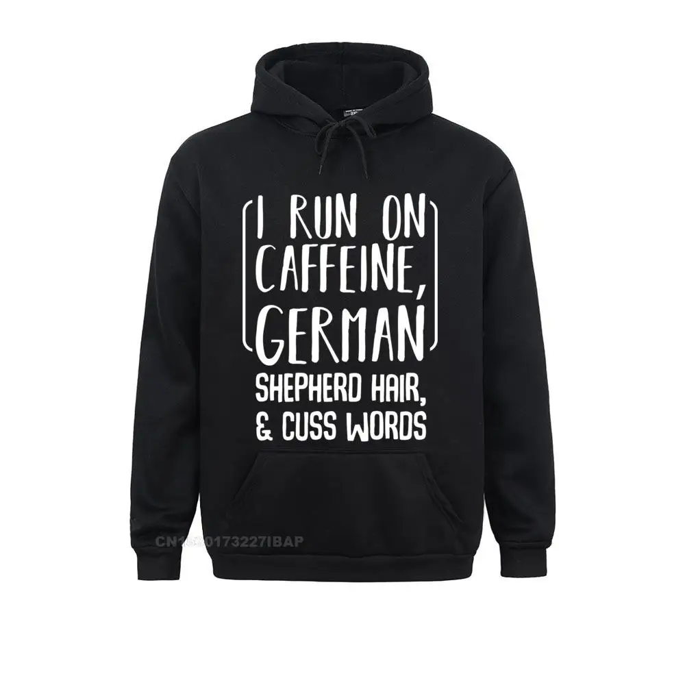 Sudadera con capucha para hombre, prenda deportiva masculina de estilo Preppy con estampado de "I Run On cafetin", Pastor Alemán, pelo café, amantes de los perros