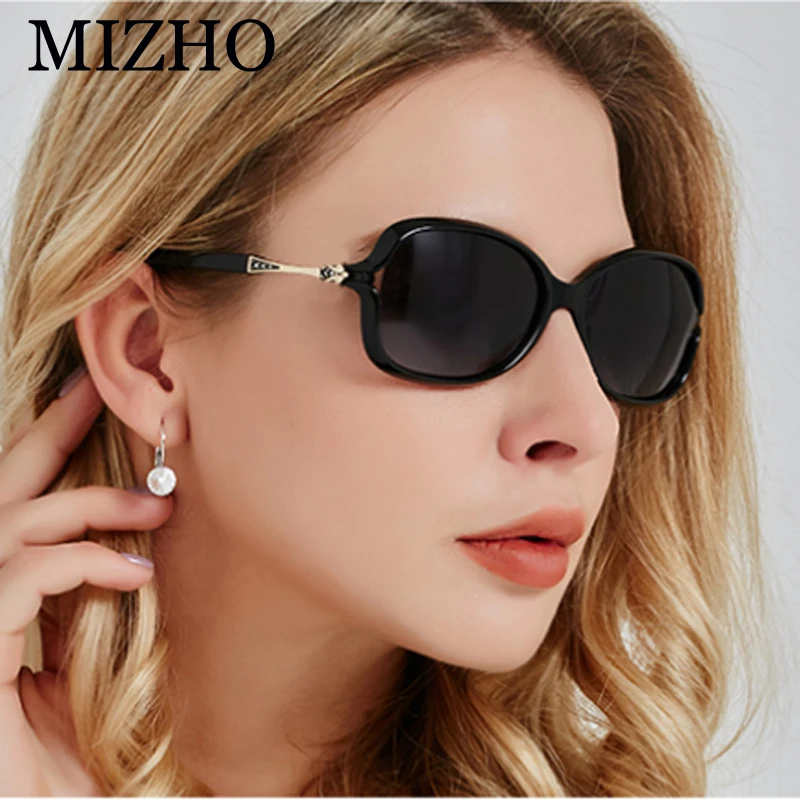 

MIZHO BLACK Plastic Polaroid Small Sunglasses Ladies Brand Design Sexy Crystal Vintage Tiny Sun glasses For Women Polarized