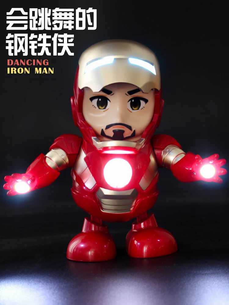 

Kawaii dancing music cartoon character Avengers Iron Man robot Tony Stark Iron Man movable doll electronic toy children gift