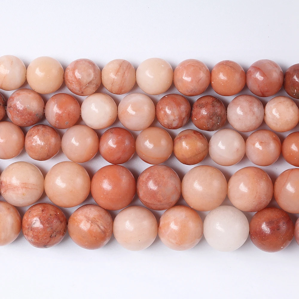 Натуральный камень, темно-розовый авантюрин, круглые бусины-разделители россыпью для изготовления ювелирных изделий своими руками, аксессуары для браслетов 4, 6, 8, 10, 12 мм