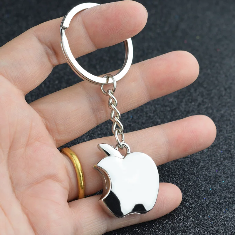 Novelty Souvenir Metal Apple Shape Keychain Creative Charms Holders Gift Backpack Car Accessories Couple Key Ring Trinket