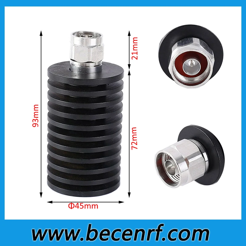 Free Shipping BECEN 50W N Type RF Dummy Load 50 ohm 50 Watt RF Termination Load Connector  DC to3GHz 4Ghz