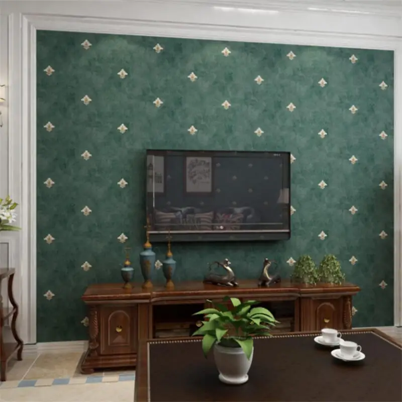 wellyu American country pastoral style dark green wallpaper retro European style bedroom living room TV background wall paper