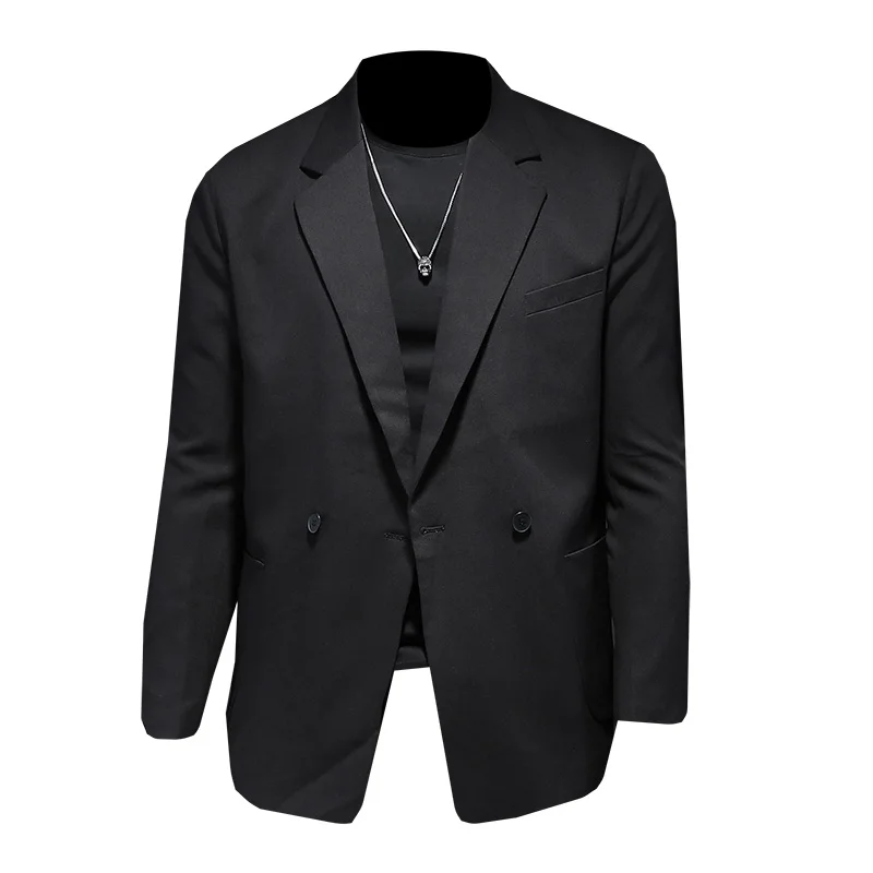 

Men's Korean Style Blazer Suit Jacket Black Gray Man Leisure Solid Color Suit Youth Suit Single Loose Coat Trend Jacket