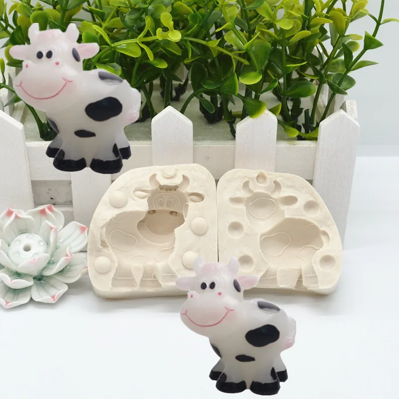 3d Cute Cows Lace Resin Silicone Mold DIY Chocolate Cake Candy Pastry Dessert Fondant Moulds Baking Decoration Tool Kitchenware