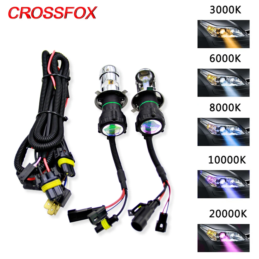 

CROSSFOX Car Bulb HID Bixenon H4 Xenon 9003 hb2 Hi/Lo Beam Headlight Auto Lamp 3000k 4300k 5000k 6000K 10000k 12000k 8000k