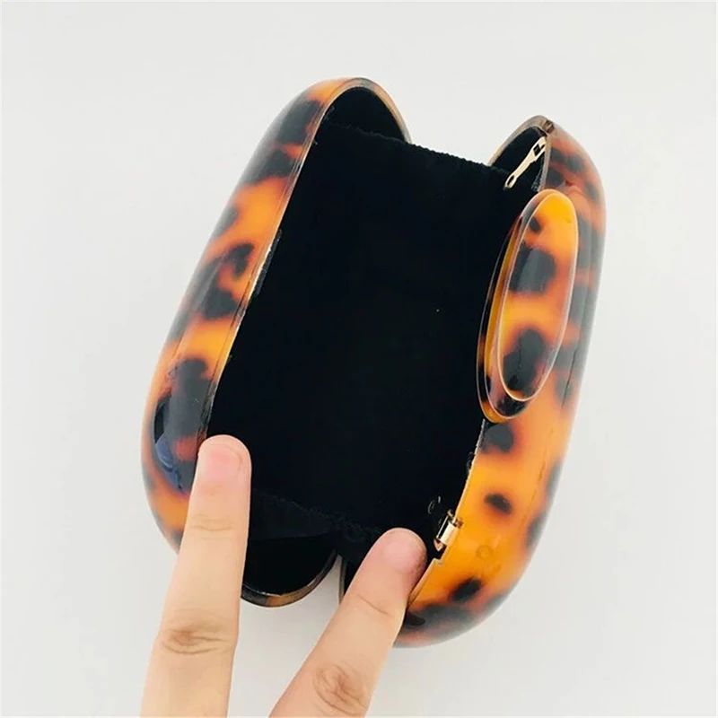 New Leopard Arcylic Evening Bags Luxury Lady Clutch Purse Brand Designer Shoulder Crossbody Bag Mini Wedding Party Chain Handbag