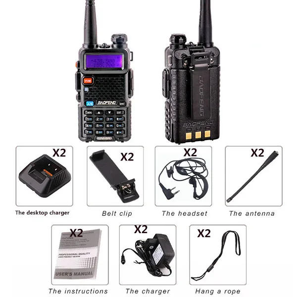 Imagem -06 - Baofeng-rádio de Comunicação uv 5r Walkie-talkie Portátil Peças Fone de Ouvido Uhf Vhf Marinho cb