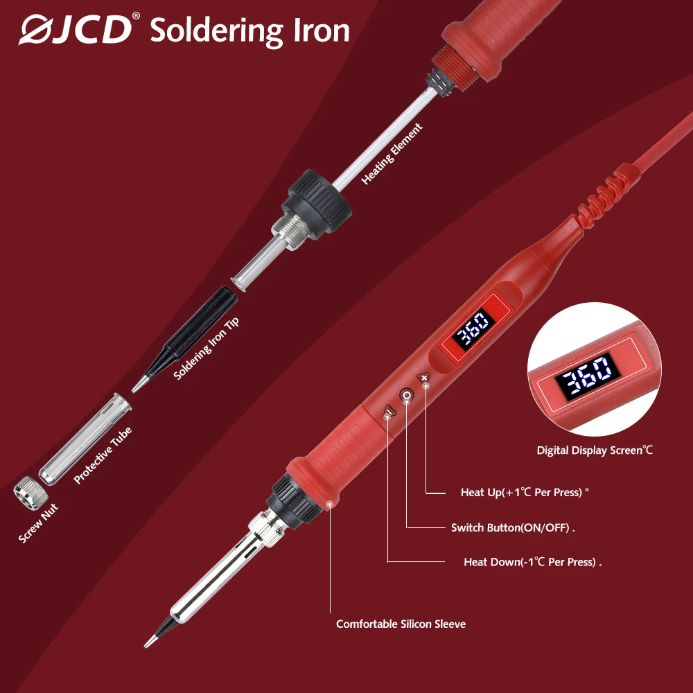 JCD 80W Electric Soldering Iron 908U Adjustable Temperature Solder iron With Quality Soldering Iron Tips kits Welding Tools