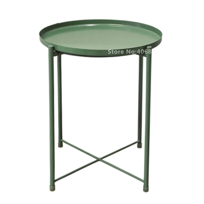 Nordic Style Modern Metal Round Tray Small Tea Table Coffee Table Sofa Side Living Room Carbon Steel Simple Elegant Furniture