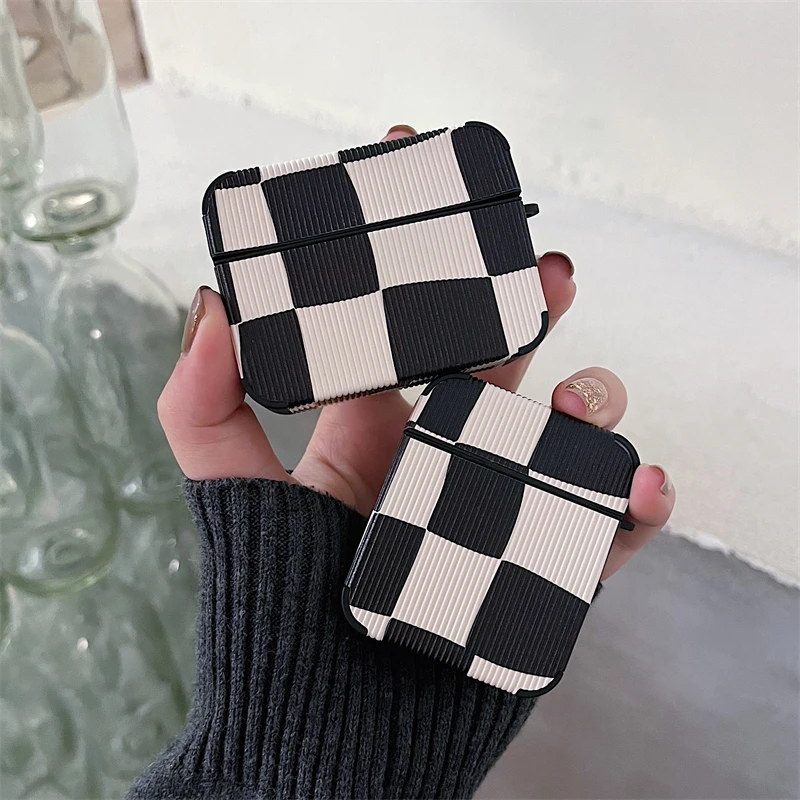 

Ins Fashion Irregular Checkerboard Soft Silicone Earphone Case For Airpods 3 1 2 Pro Retro Bluetooth Wireless Earphone Cover