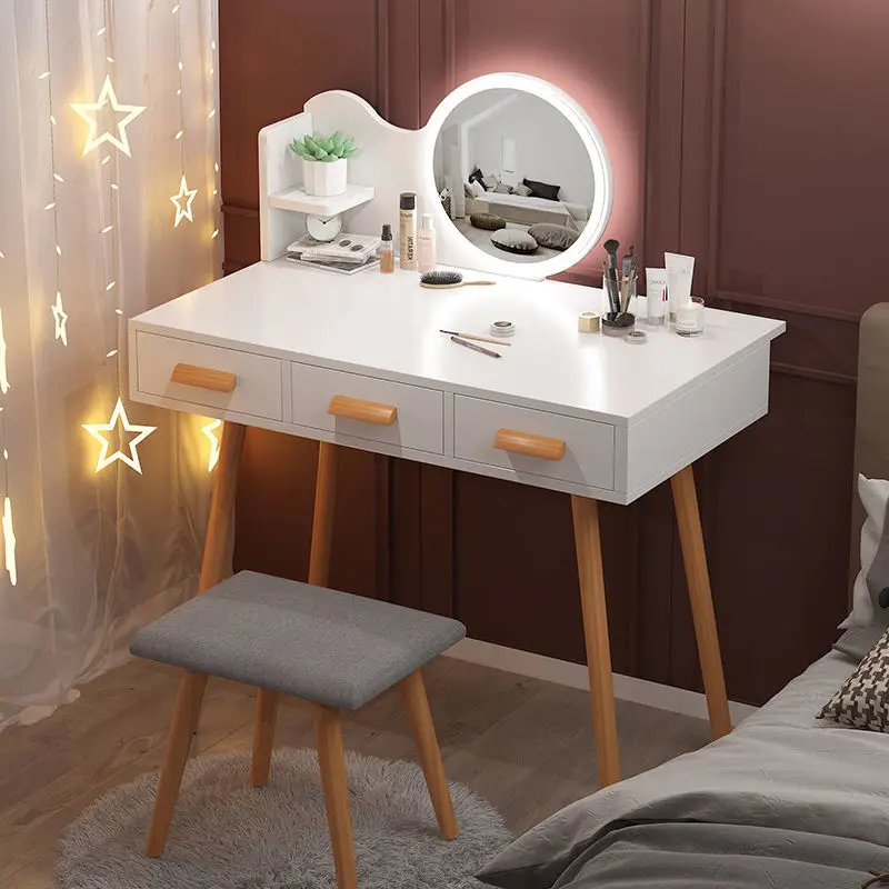 New Bedroom Dressing Table Nordic Fashion Furniture Apartment Hotel Bedroom Set Dressing Table Mirror Makeup Table Density Board