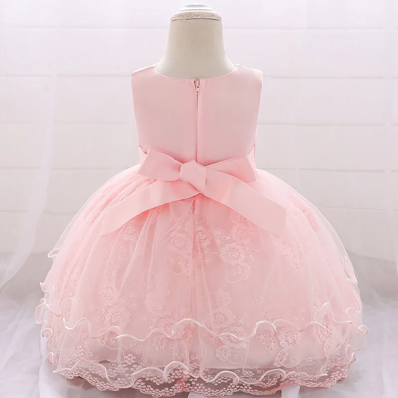 Rosa branco vestido da menina do bebê 1st vestido de aniversário para o natal crianças roupas criança baptizado princesa noite vestidos